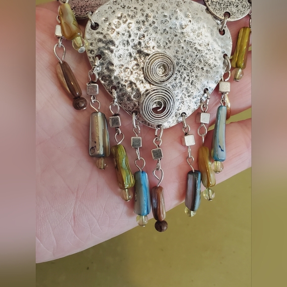 Artsy silver whimsical real natural shell silver dangle necklace statement uniqu - Picture 13 of 14